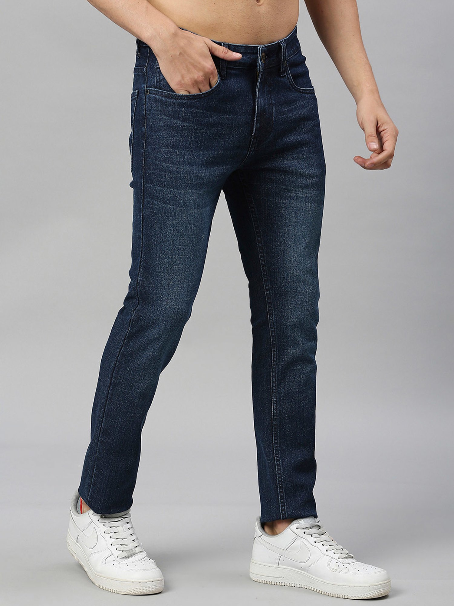 Thomas Scott Dark Blue Slim Fit Lightly Washed Jeans