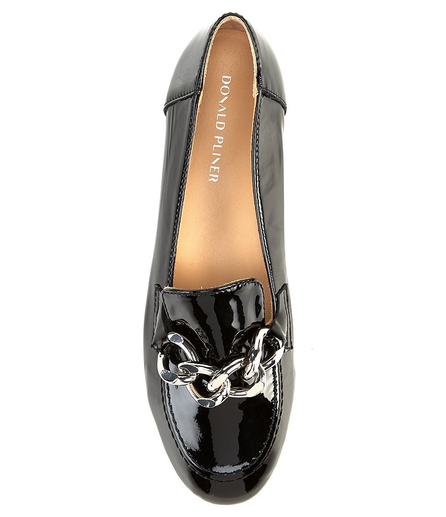 Donald Pliner Balton Patent Leather Chain Detail Loafers