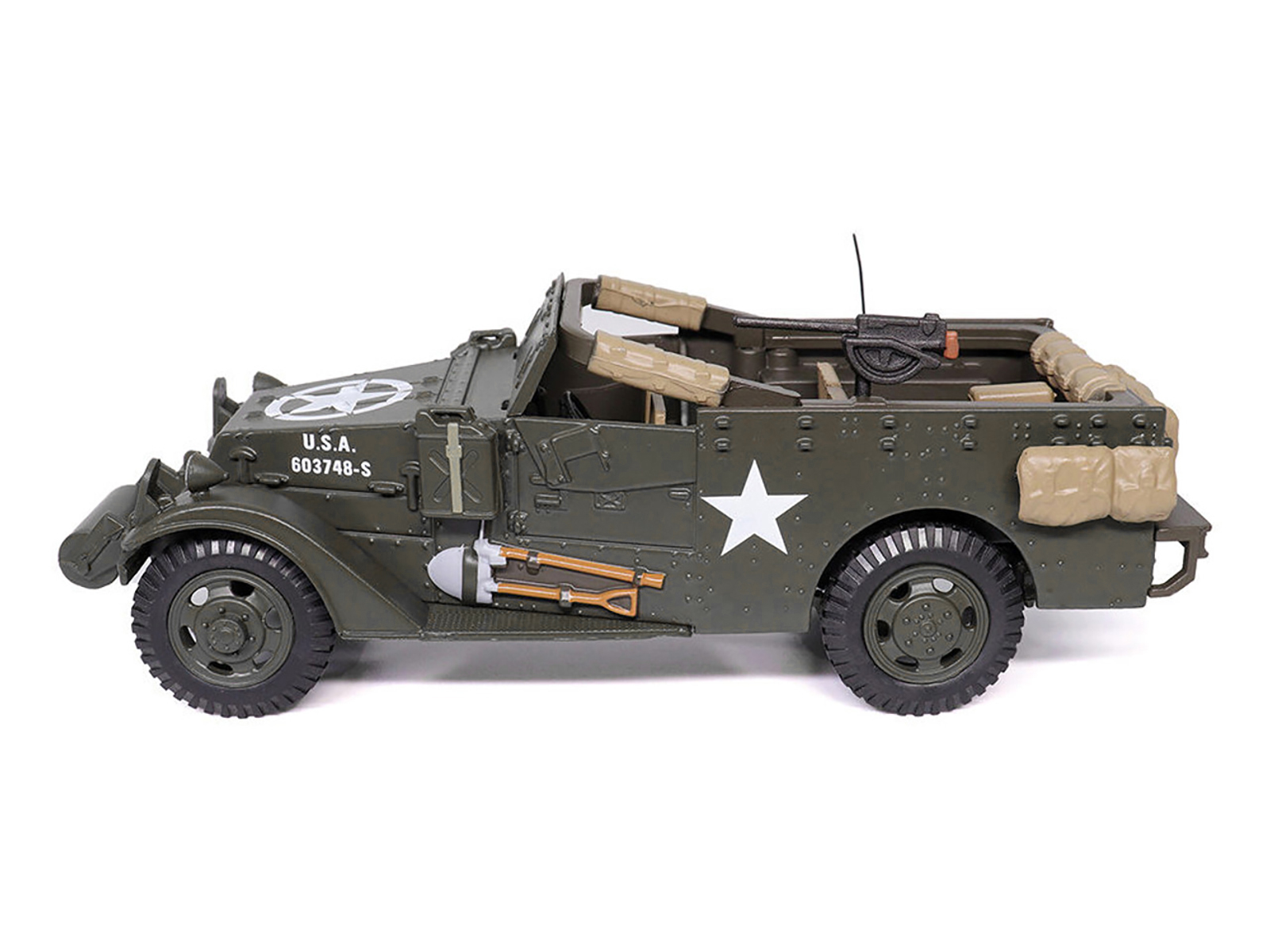 White M3 Scout Car Olive Drab "United States Army" 1/43 Diecast Model by Militaria Die Cast