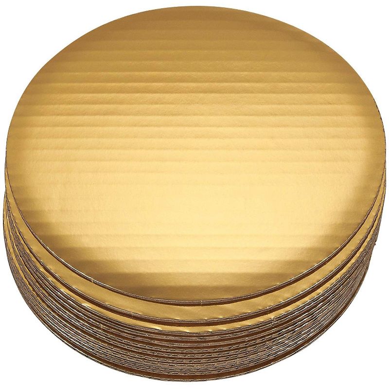Juvale 12 Pack Round Cake Boards, Scalloped Cardboard, Cake Pizza Tart Circle Base Stands  (8 In, Gold)