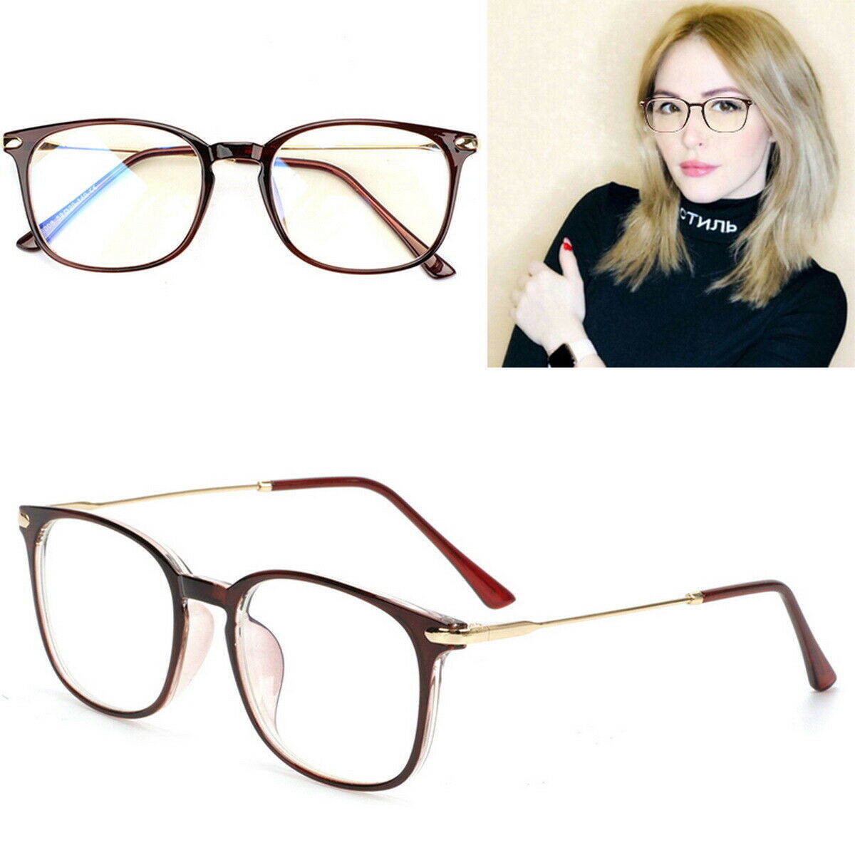 Computer Gaming Blue Light Blocking Glasses Retro Anti Glare Eyewear Vision Care