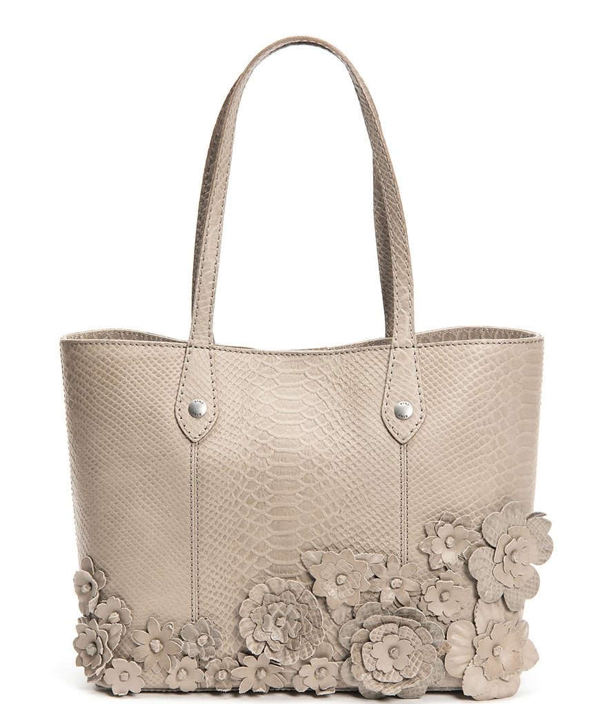 Frye Melissa Floral Snake Embossed Leather Tote Bag