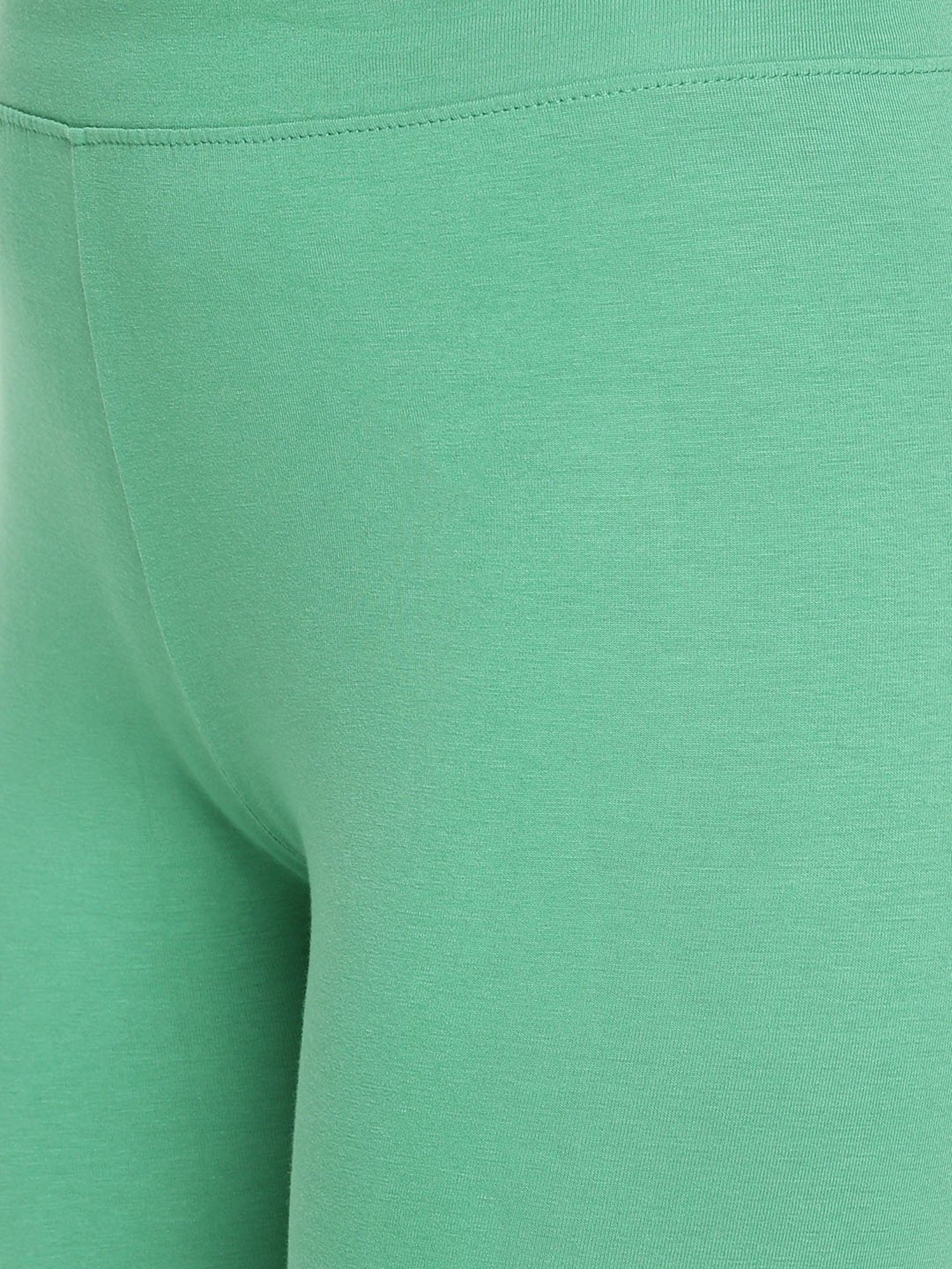 TWIN BIRDS Green Cotton Ankle Length Leggings