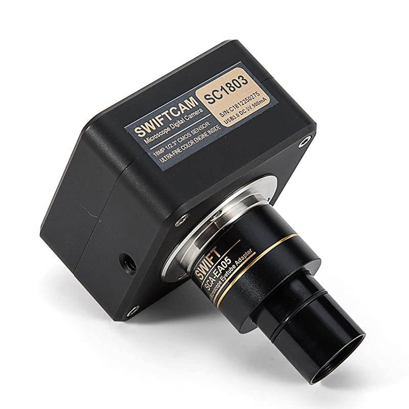 cam 18 Megapixel Camera for Microscopes, with Reduction Lens, Calibration Kit, Eyetube Adapters, and USB 3.0 Cable, Compatible with Windows/Mac/Linux