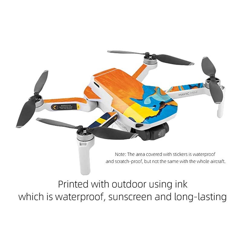 Shell Decoration Sticker Controller Decals Set for DJI Mavic Mini Drone Waterproof DIY Skin Decoration Drone Body Sticker (5-Green Camo)