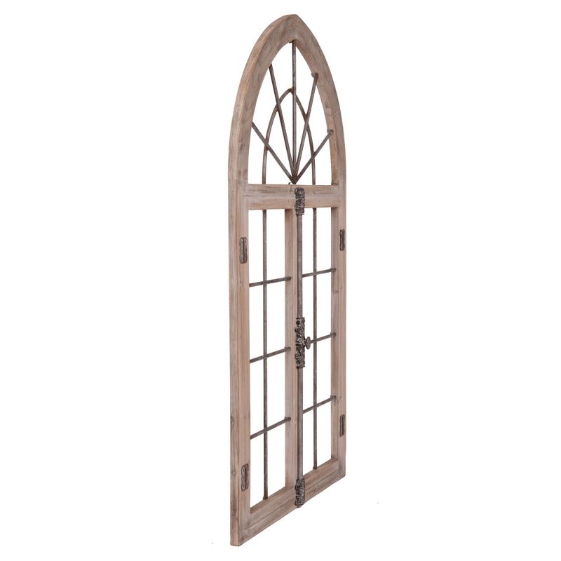 53"x28" Distressed Arched Cathedral Window Frame Wall Gray - Patton Wall Decor