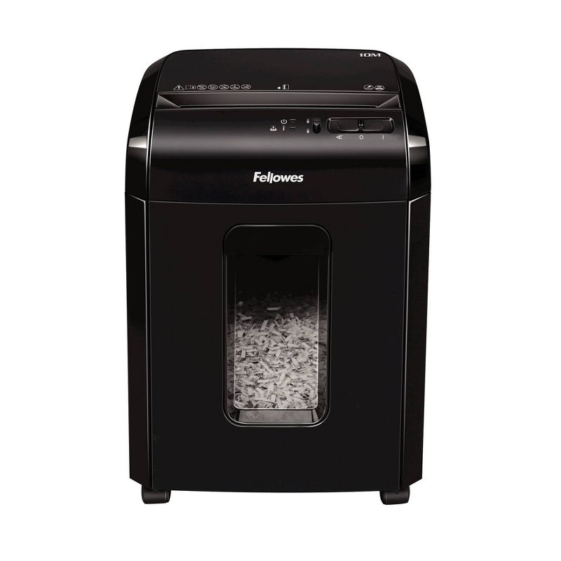 Fellowes MicroCut Shredder with Wastebasket, 10 Sheet Capacity - Black