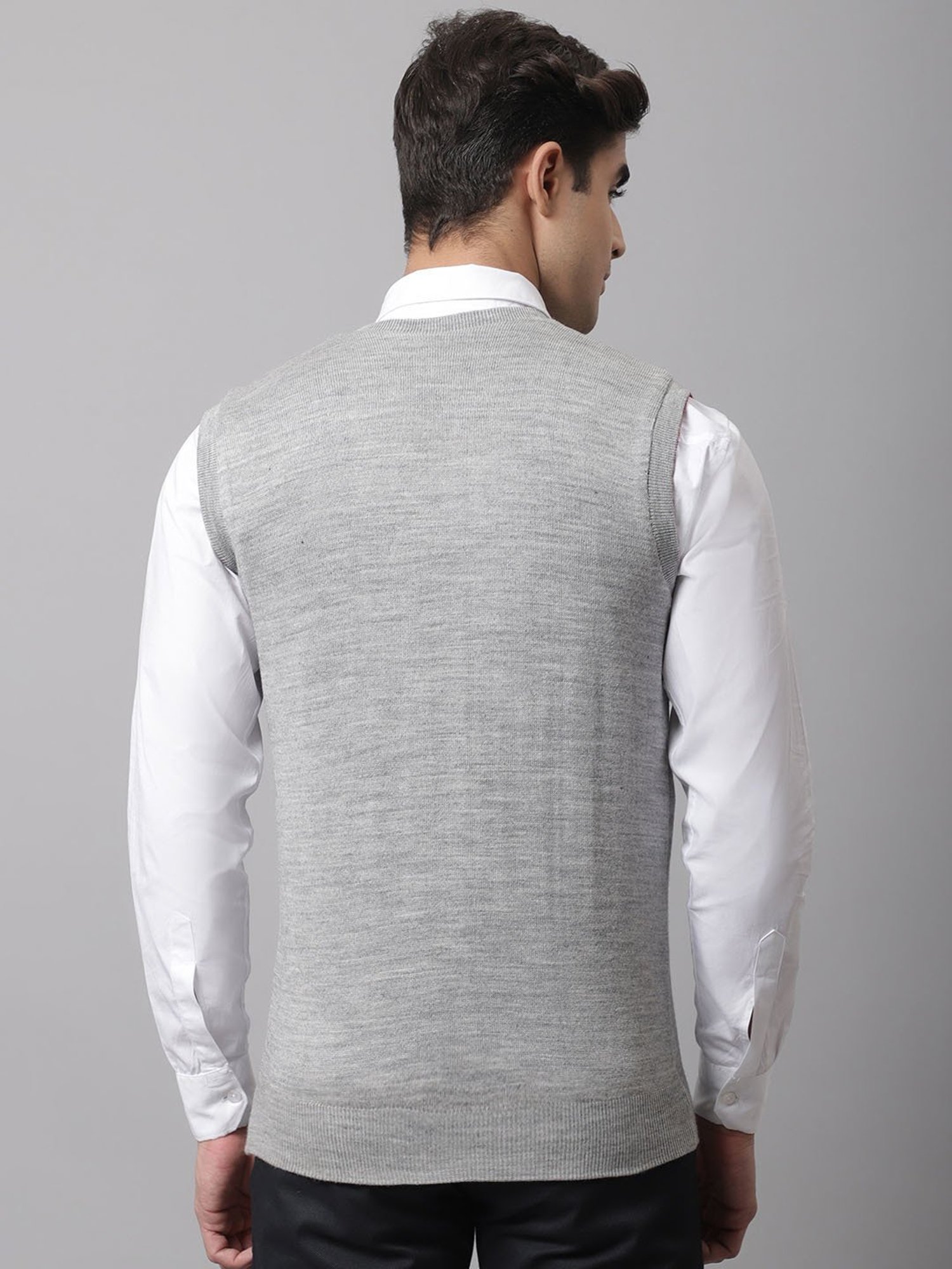 Cantabil Maroon & Light Grey Regular Fit Reversible Sweater