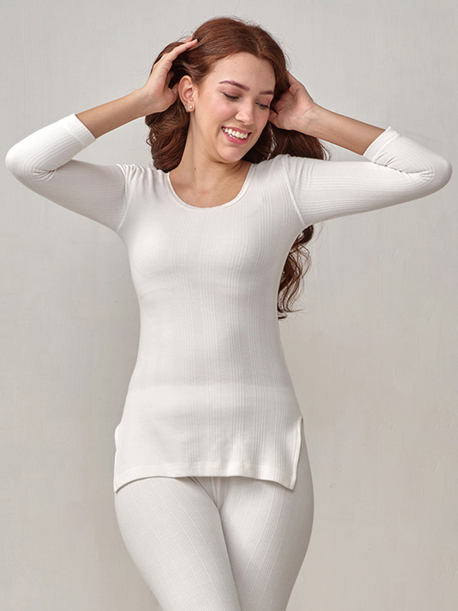 LUX Inferno Off-White Striped Thermal Top