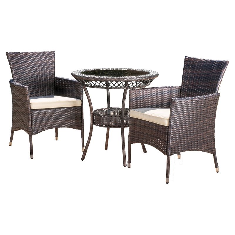 La Sola 3pc Metal Bistro Set - Black/Bronze - Christopher Knight Home