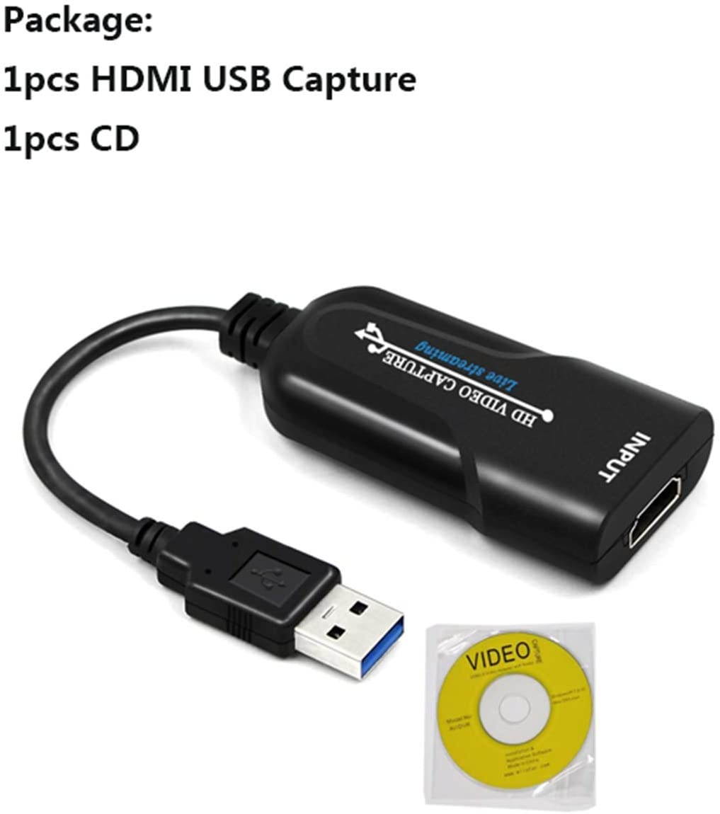 Capture Card HDMI to USB2.0 1080p30hz Game Video and Audio Grabber Card Record via Recorder Game/Video/Live Broadcasting Facebook Streaming Video Recording