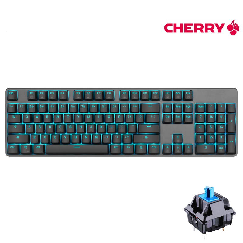 Royal Kludge RK601 87 Keys Cherry MX Black Mechanical Gaming  Keyboard  N-Key Rollover  Ice Blue Backlit,PBT Keycaps