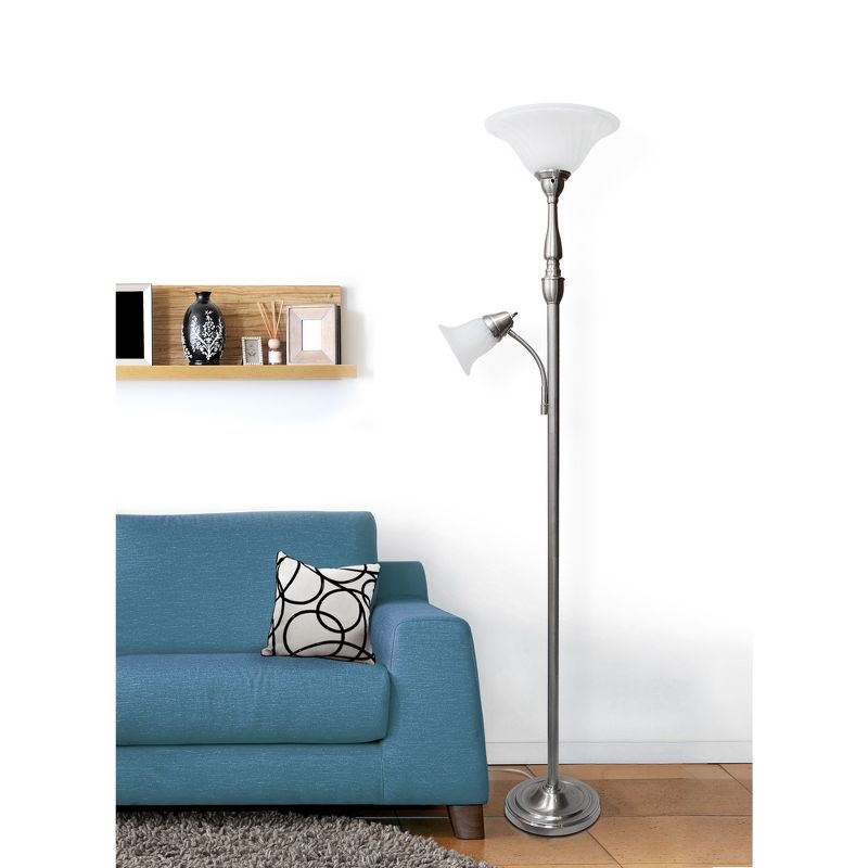 71" 3-way 2 Light Mother Daughter Floor Lamp Brushed Nickel - Elegant Designs