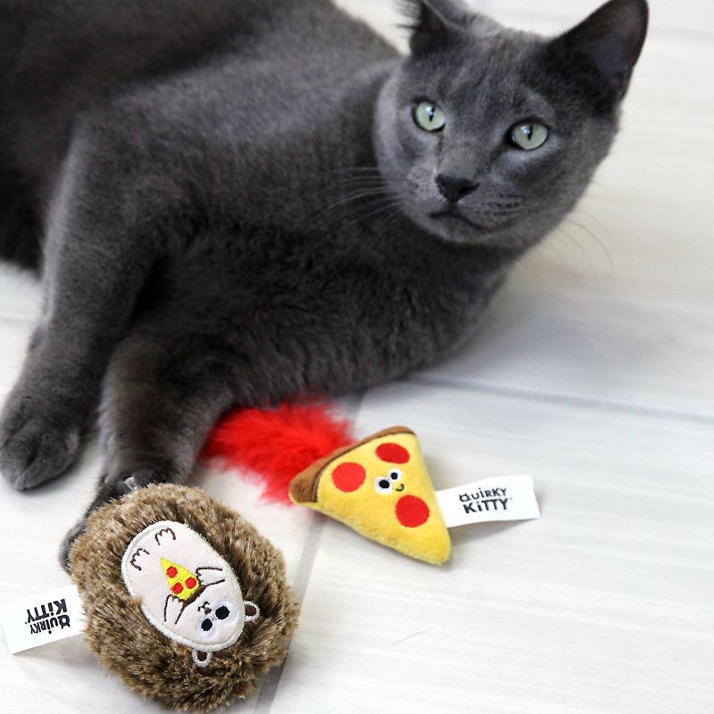 Quirky Kitty Pizza Hedge Hog Cat Toy - Brown - 2pk
