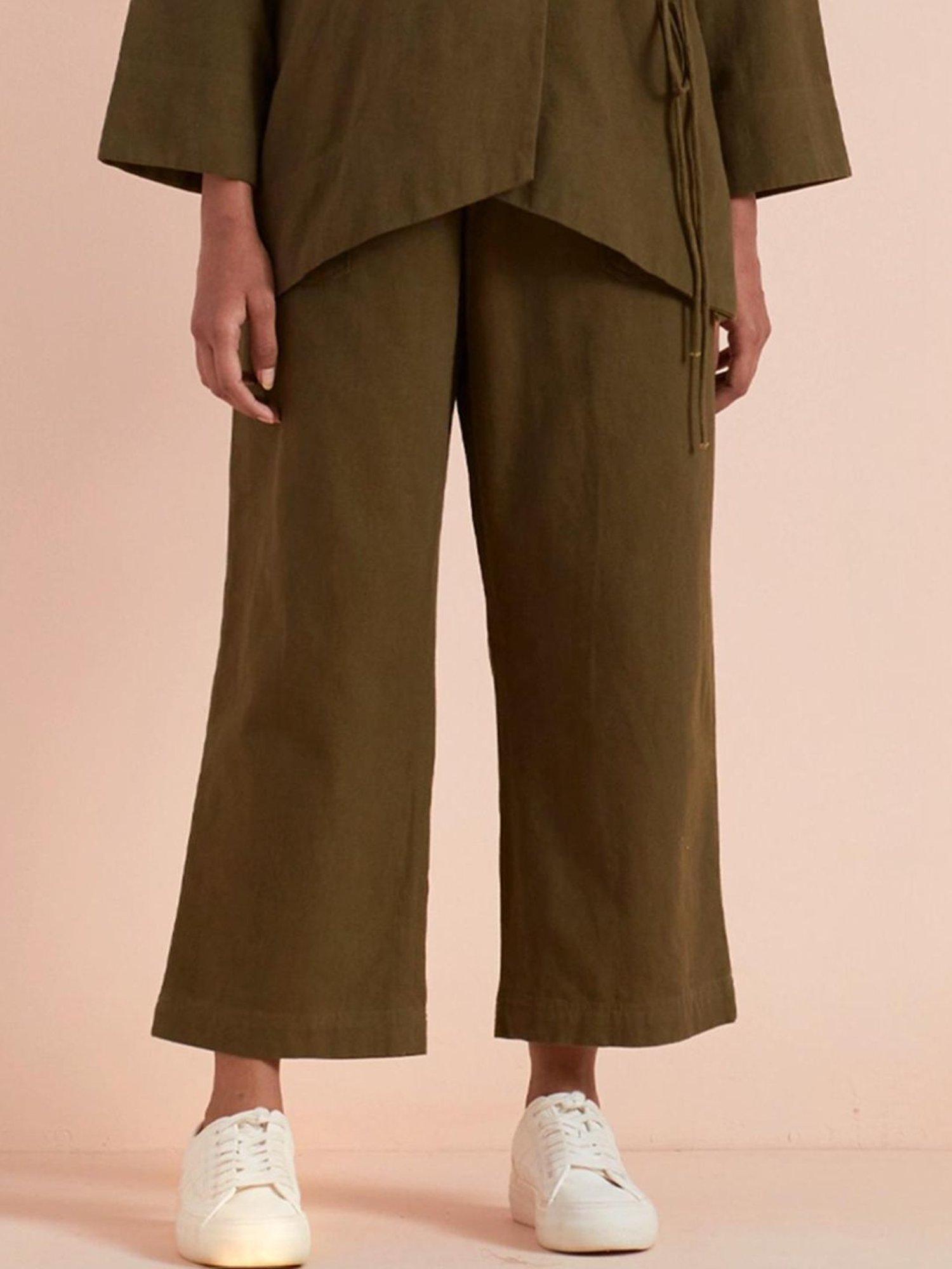 Priya Chaudhary Olive Yasha Twill Cotton Pant