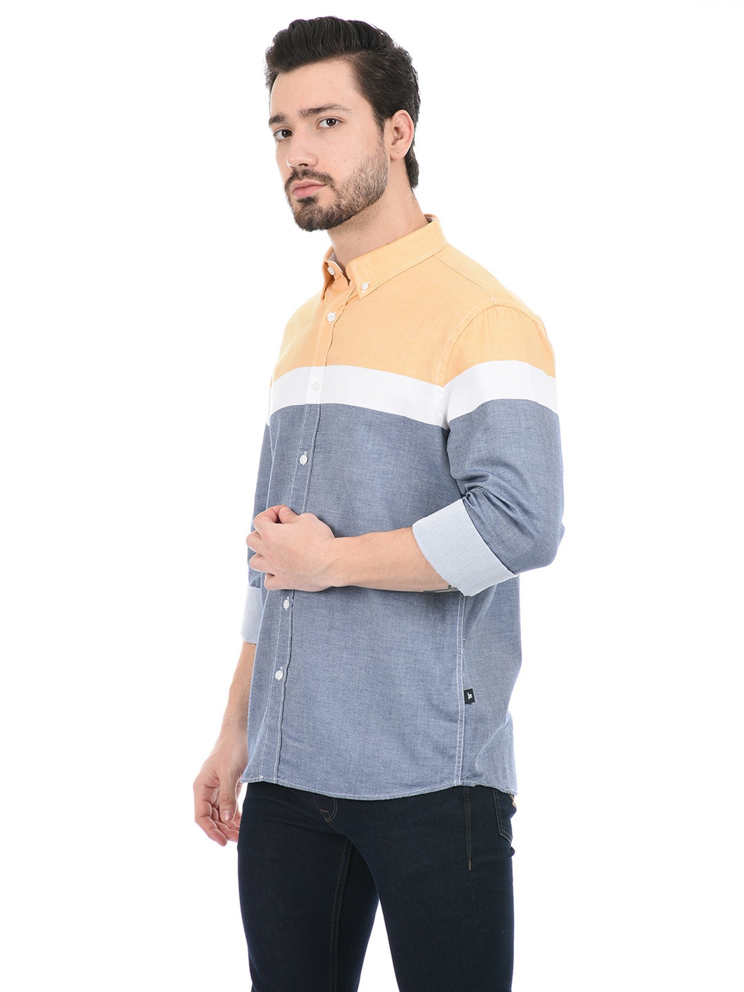 London Fog Blue Regular Fit Cotton Shirt