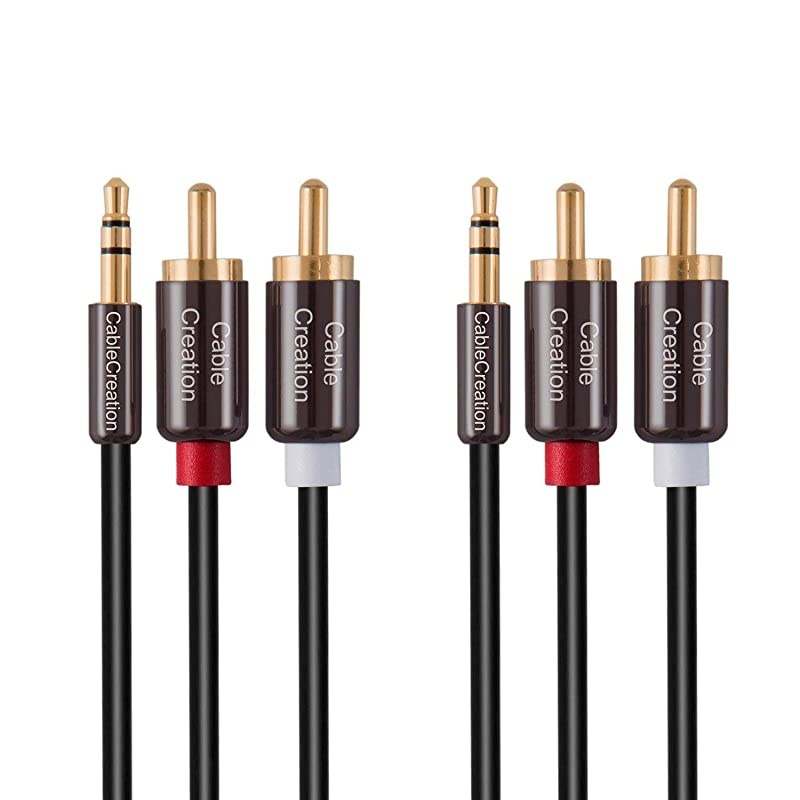 RCA Cable, [2-Pack]  3.5mm 1/8" to 2RCA Male Auxiliary Stereo Audio Y Splitter Gold-Plated for Smartphones, MP3, Tablets, Speakers,Home Theater,HDTV,1.6ft/0.5M