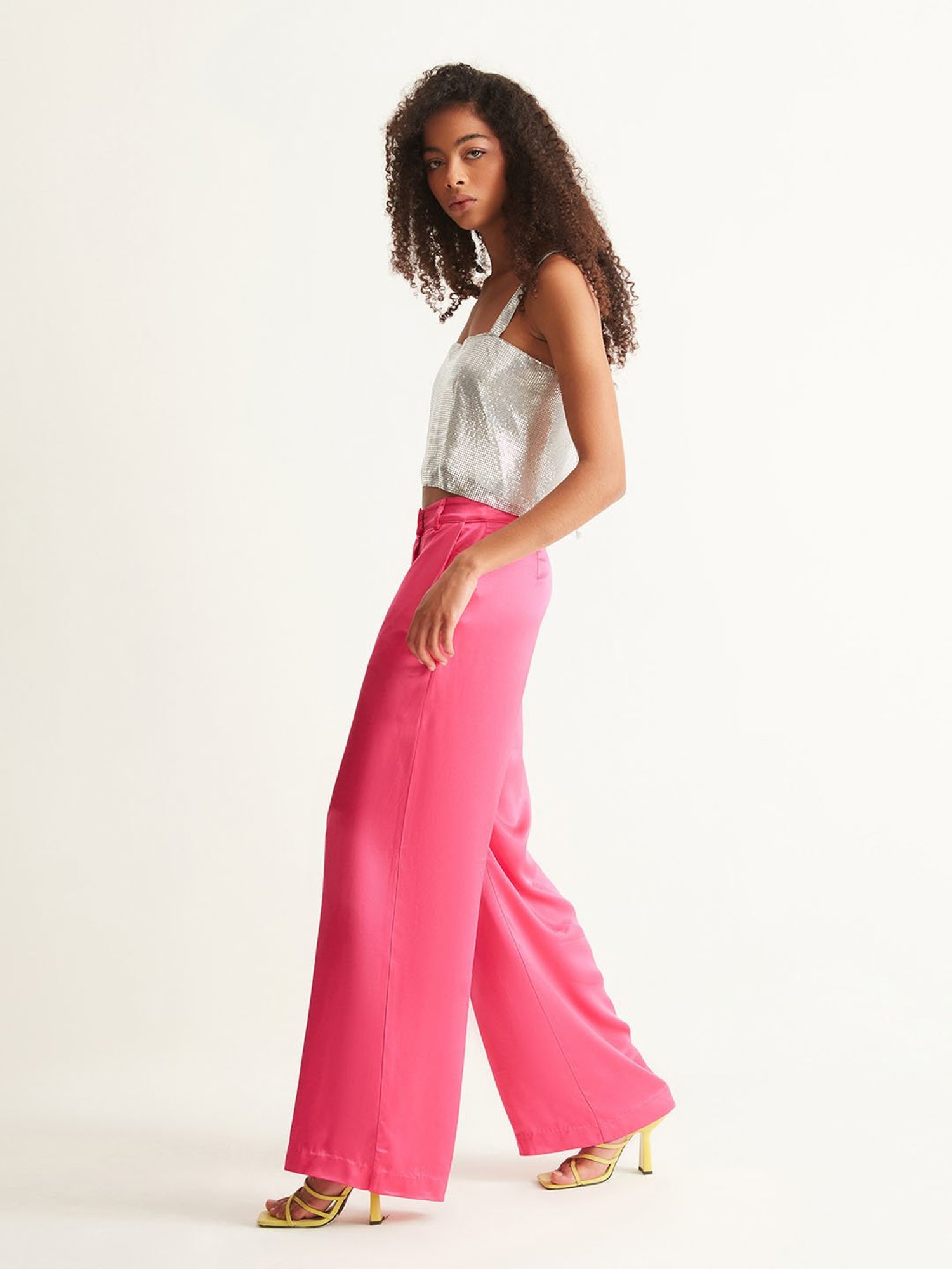 Cover Story Silver Textured Crop Top