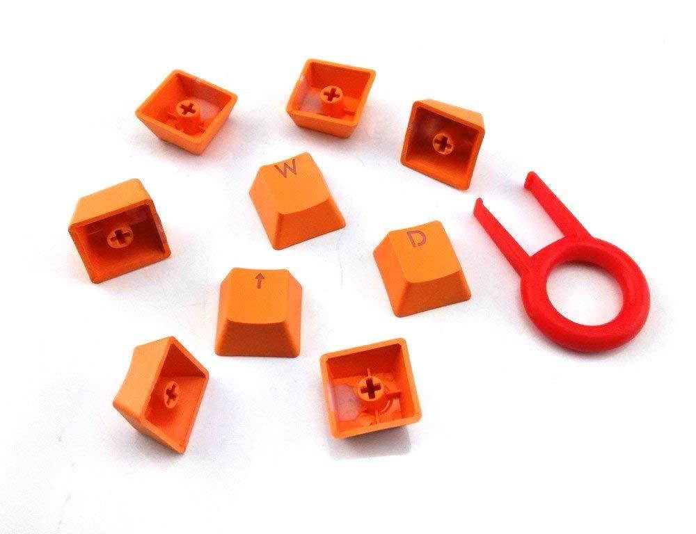 Honbay 9 Orange PBT Keys Backlit Translucent Keycaps for Mechanical Keyboard with Red Key Puller