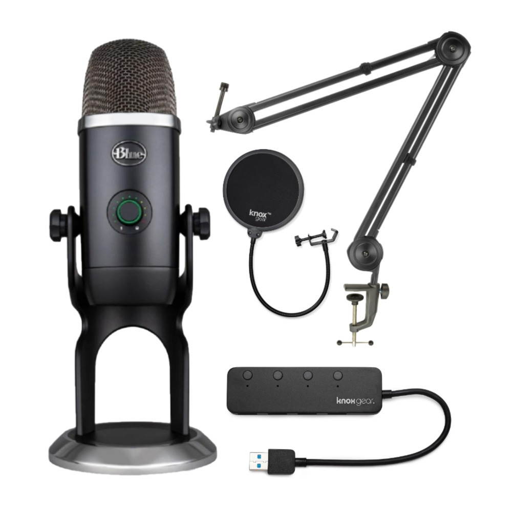 Blue Microphones Yeti X Mic Bundle with Knox Boom Arm, Pop Filter and USB Hub