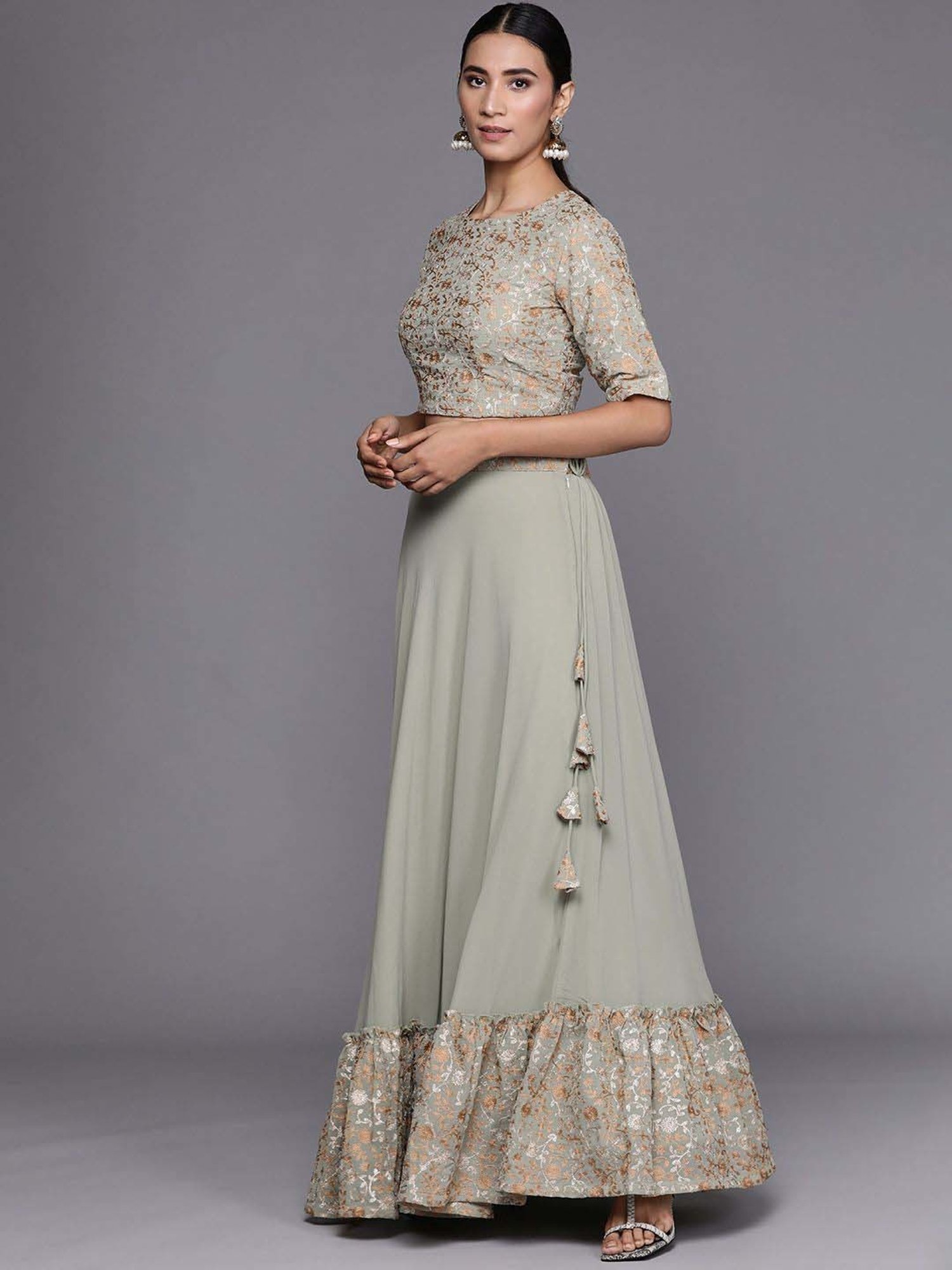 studiorasa Purple Hand Block Print Lehenga Set