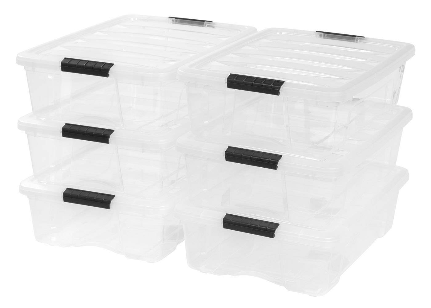 IRIS 26 Quart Stack & Pull Box, Clear, Pack of 6