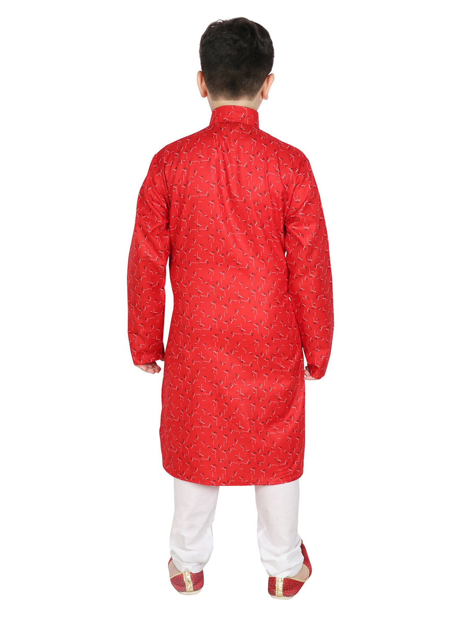 SG Yuvraj Kids Red & White Printed Full Sleeves Kurta with Pyjamas