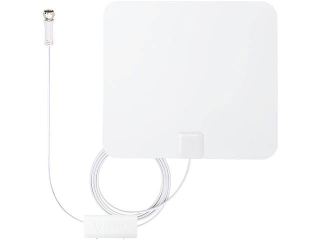 Antop AT-100B Paper Thin TV Antenna With Smart Pass Amplifier Black and White
