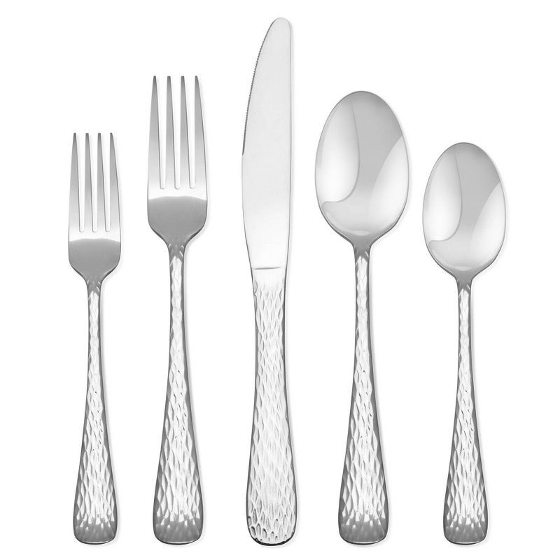 Hampton Forge 45pc Stainless Steel Melody Hammered Silverware Set