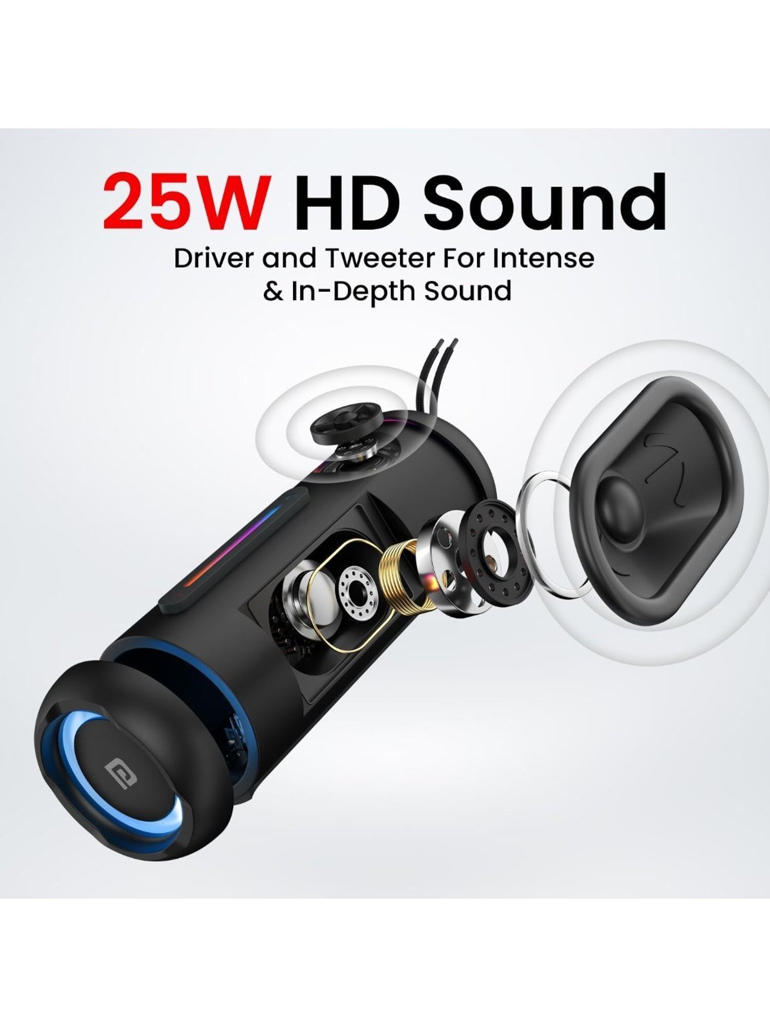 Portronics Breeze 5, 25W Portable Wireless Bluetooth Speaker with in Built 6H playtime (Black)