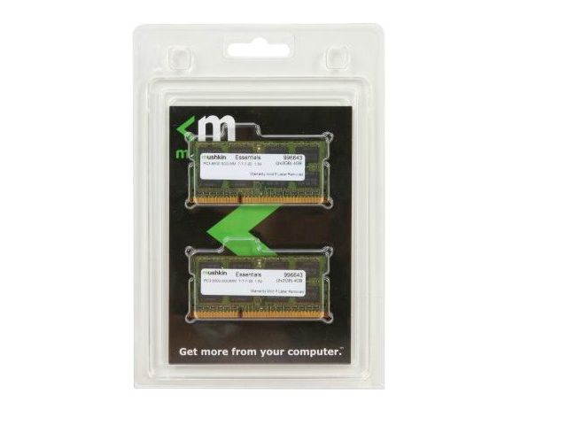 Mushkin Enhanced 4GB (2 x 2GB) Essentials DDR3 PC3-8500 1066MHz 204-Pin Laptop Memory Model 996643