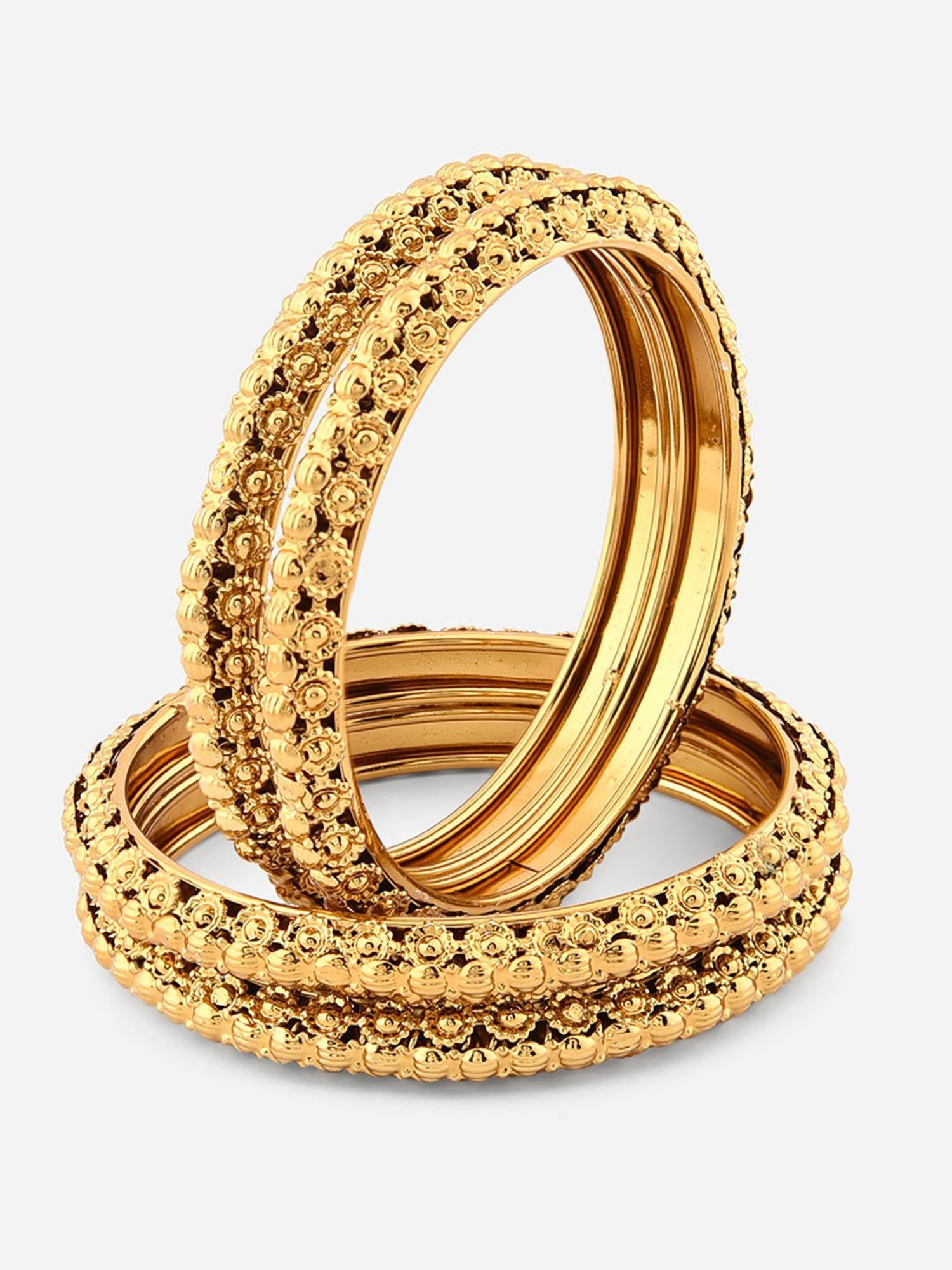 Fida Gold-Plated Temple Bangles for Women - Set of 4