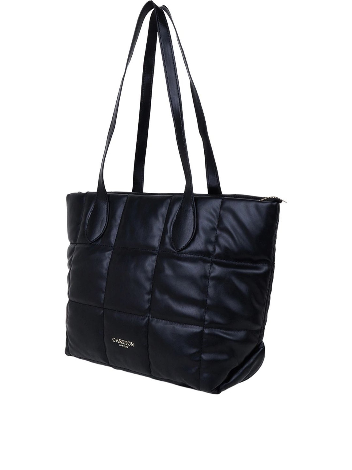 Carlton London Black Textured Large Tote Handbag