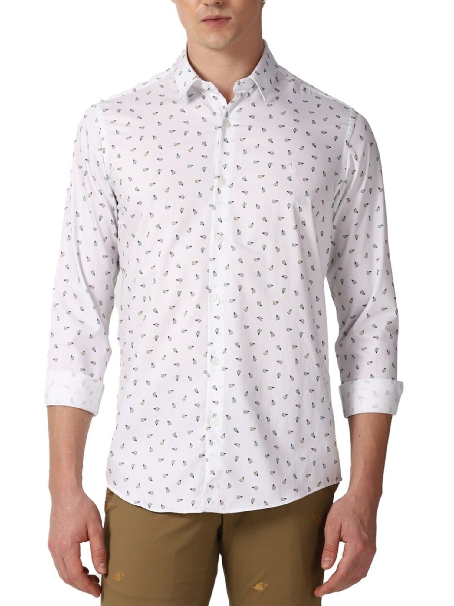 Simon Carter London White Printed Slim Fit Shirt