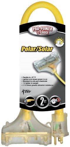 coleman cable 03482 12/3wire gauge trisource seow polar and solar outdoor vinyl extension cord, 2foot