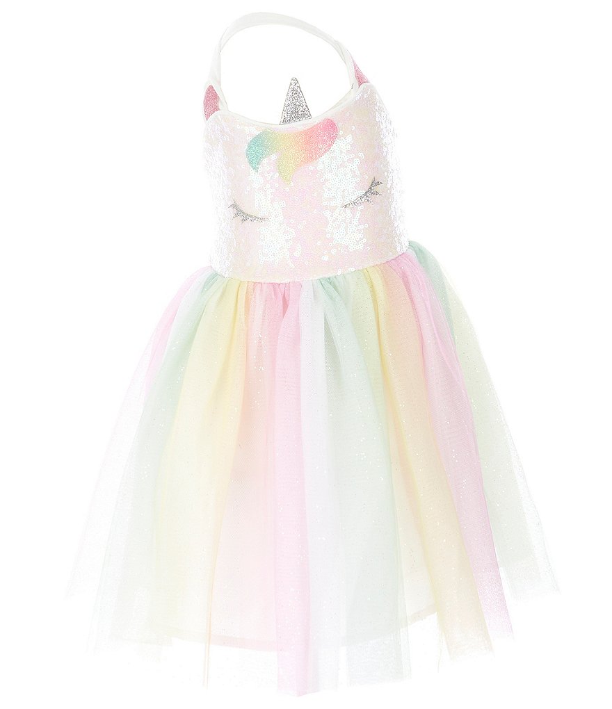 Zunie Little Girls 2T-6X Unicorn Sequin/Rainbow Tutu Dress