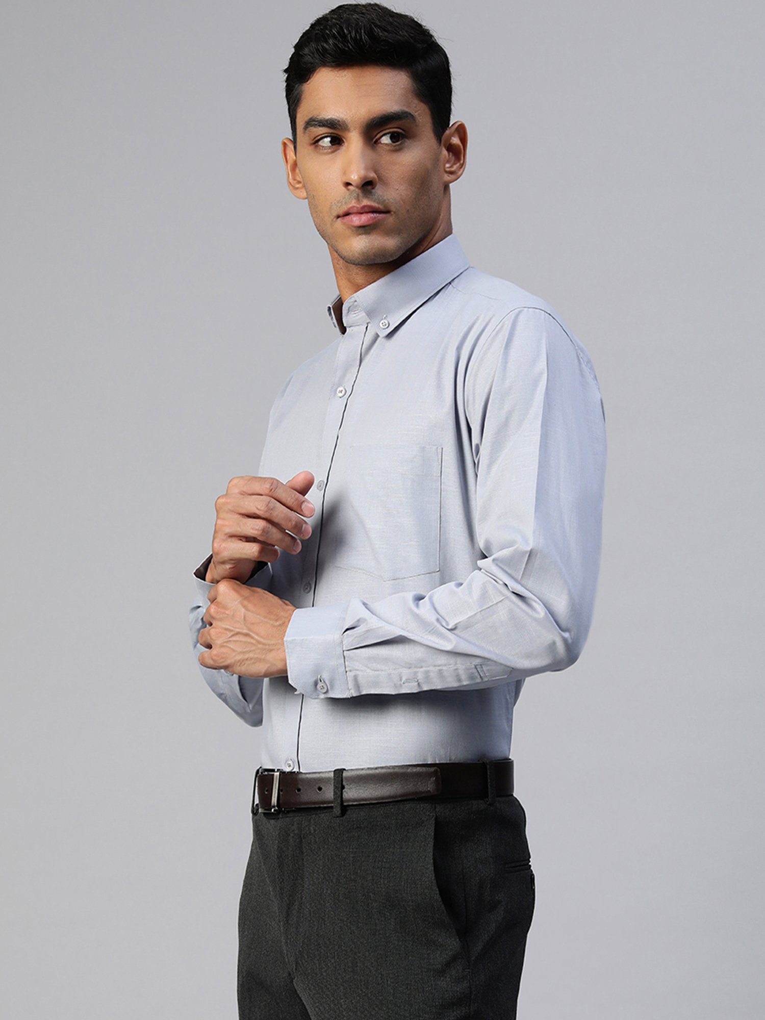 ManQ Light Blue Regular Fit Shirt
