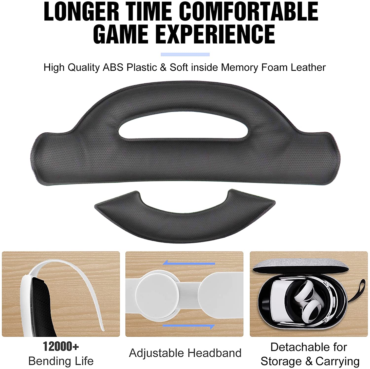 Split Structure Head Strap Compatible for Oculus Quest 2 with Head Cushion, Replacement for Elite Strap, Fits The Official Quest 2 Carrying Case, Lightweight Portable Storage