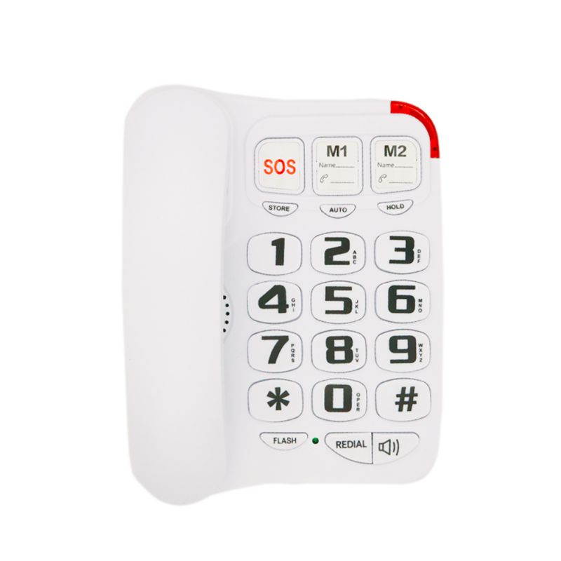 KerLiTar P045W Picture Care Phone for Seniors Big Button Corded Phone for Elderly with 3 One-Touch Speed Dial with Memory Protection/Wall Mountable/SOS Emergency