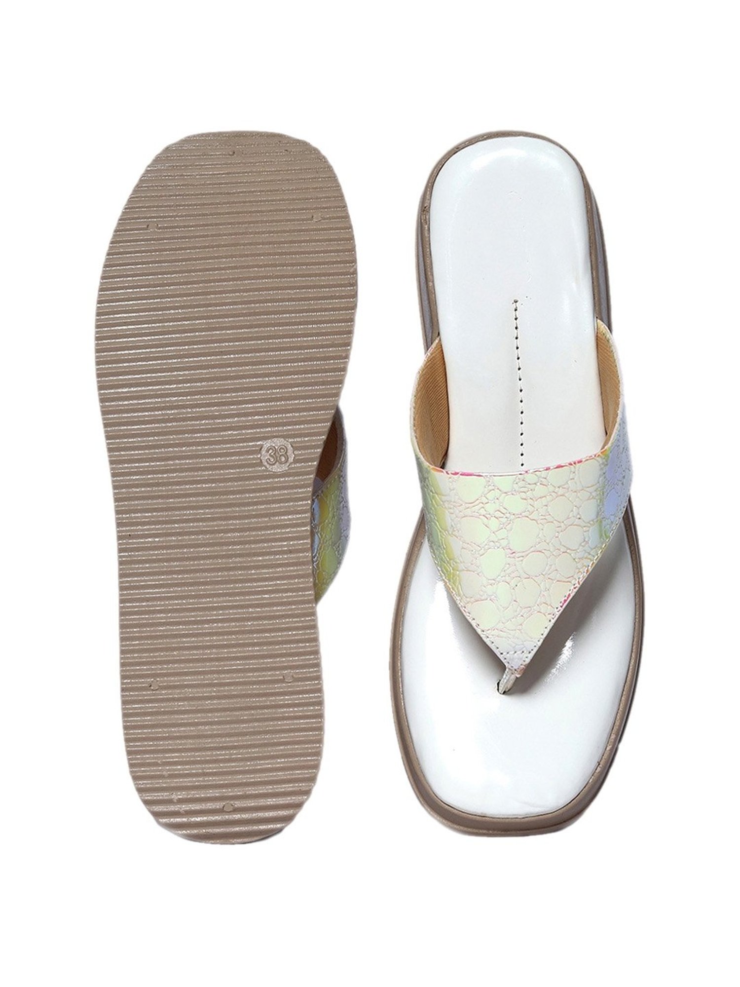 NR by Nidhi Rathi Women's Mulitcolored Thong Wedges