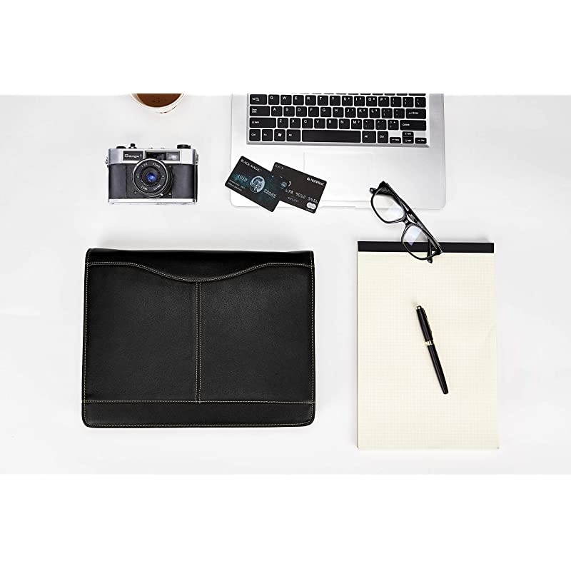 Portfolio with Tablet Case for 10.5-inch iPad Pro/Air, Business Cow Leather Padfolio Organizer with Letter Size/A4 Clipboard & Notepad Holder, Valentine's Day Gift