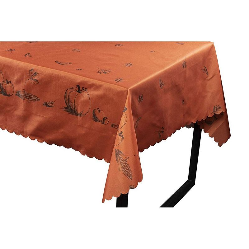Juvale Thanksgiving Pumpkin & Fall Leaves Rectangle Dining Tablecloth Party Table Cover, 83 x 59 in