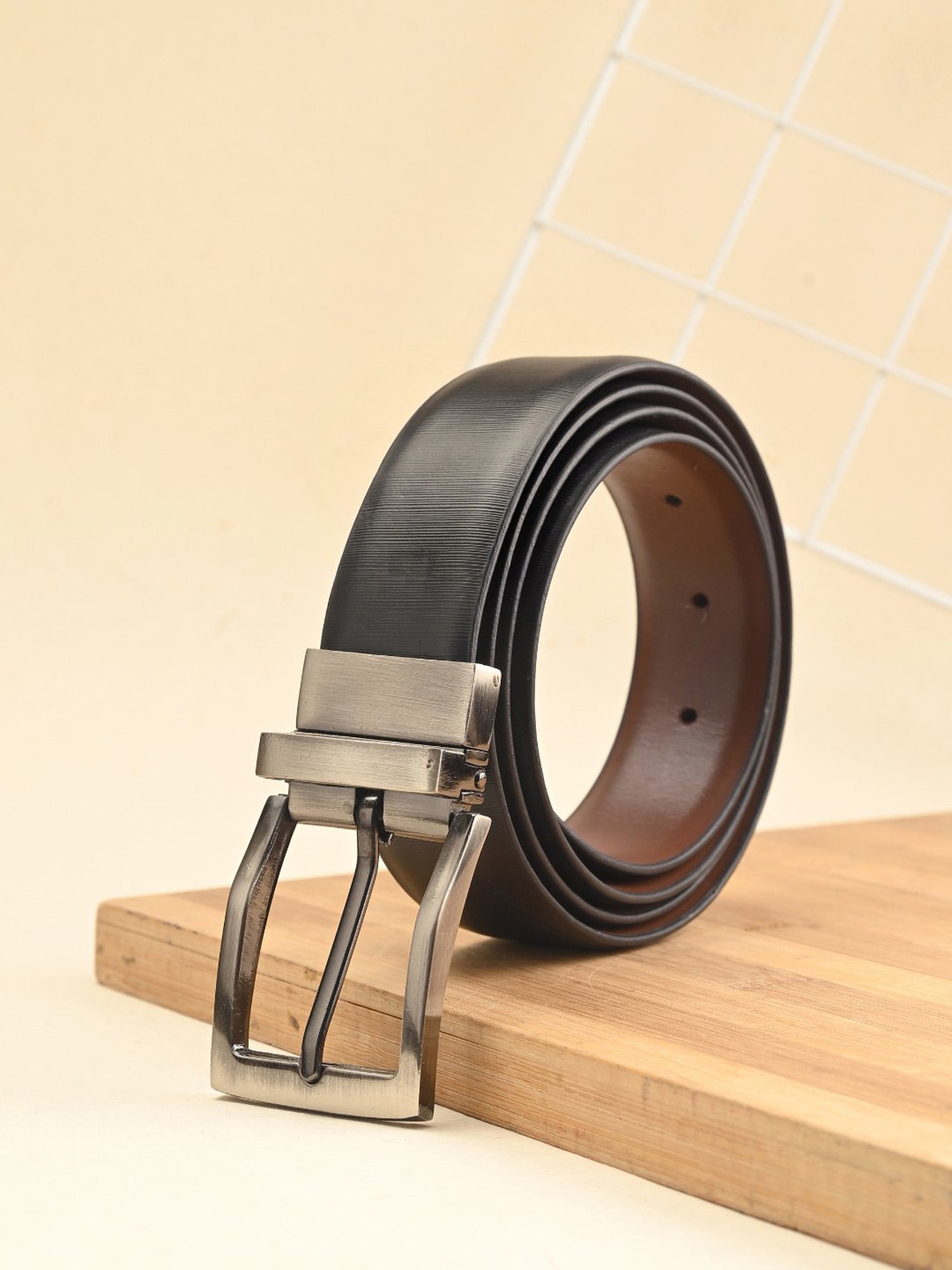 Clog London Black & Brown Leather Reversible Formal Belt