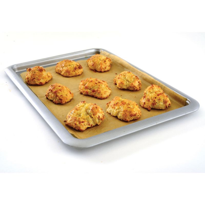Norpro Non Stick 16.5 Inch Carbon Steel Rimmed Full Baking Cookie Sheet, Silver