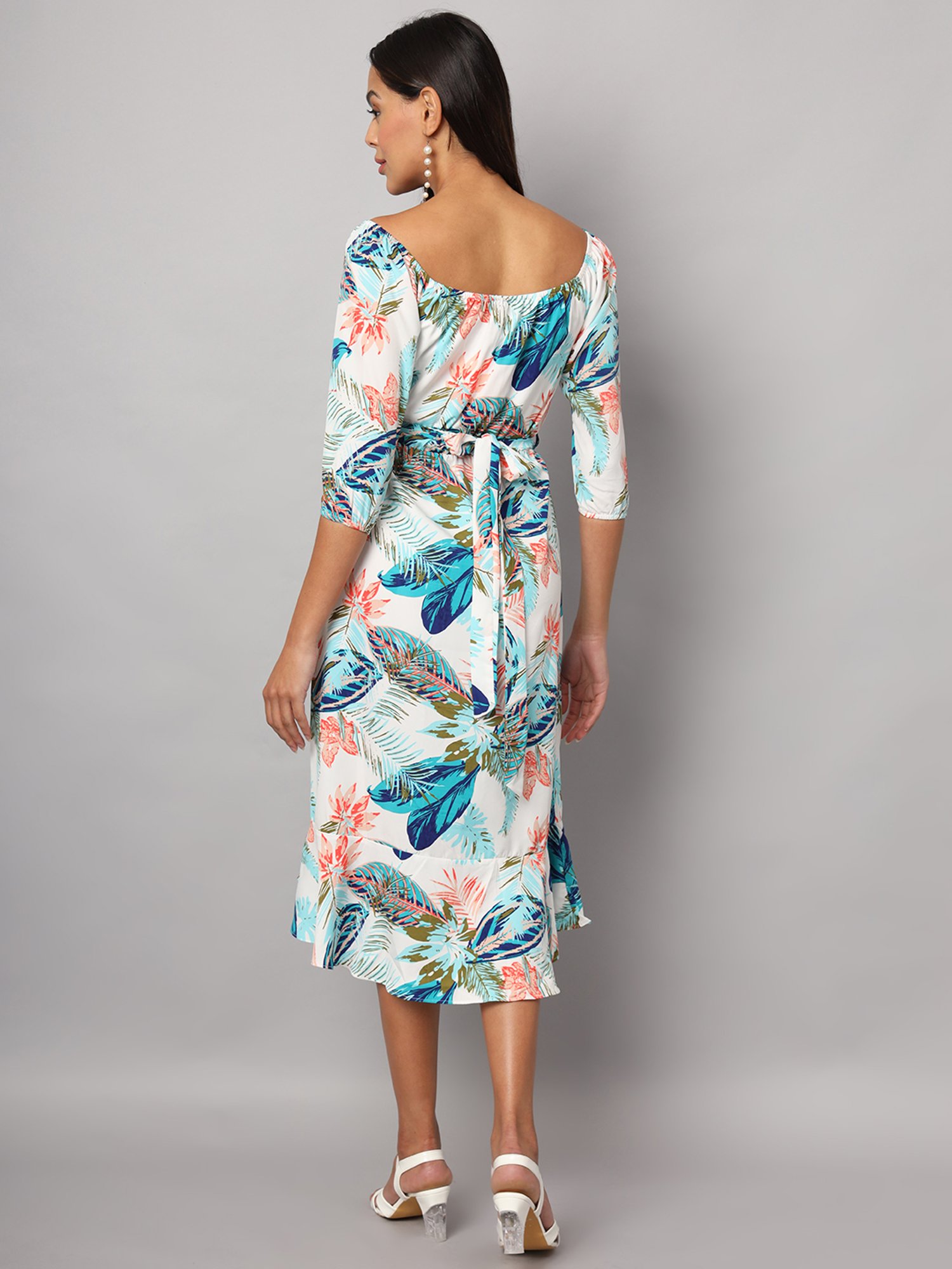BRINNS White Printed Midi Dress