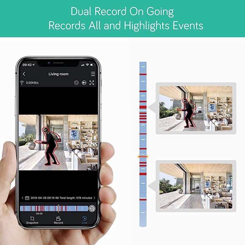 Home Security Camera System - 8CH Wireless Expandable NVR with 4 1080p WiFi Security Cameras - PIR & Video Dual Motion Detection, Video Clip Alert, 2-Way Audio, 1TB HDD