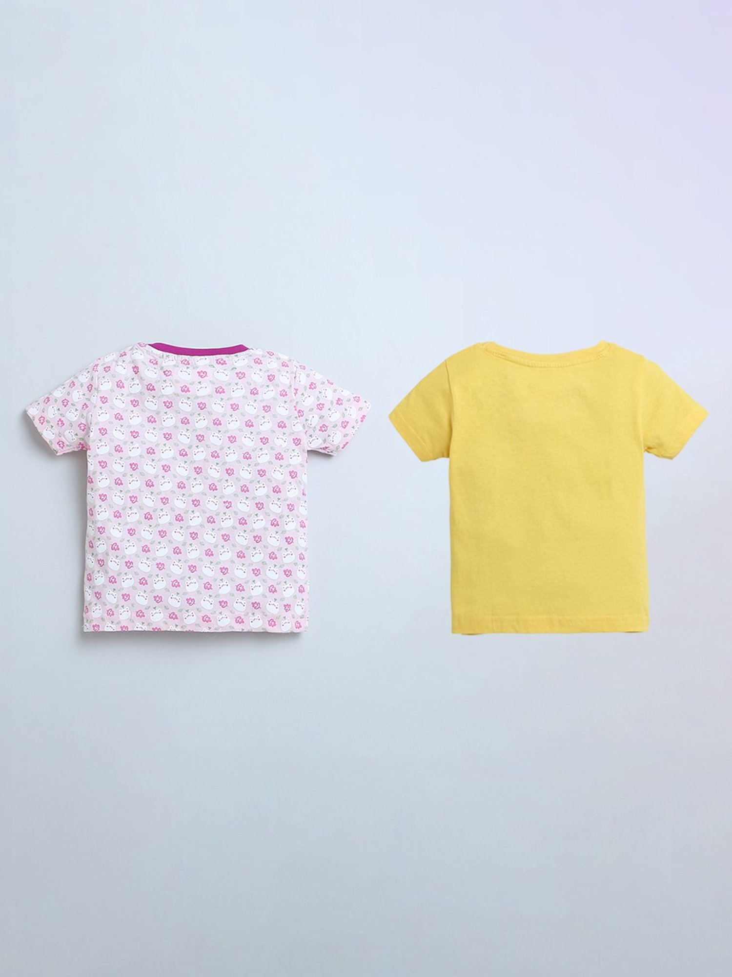 Bumzee Kids Pink & Yellow Printed T-Shirt (Pack Of 2)