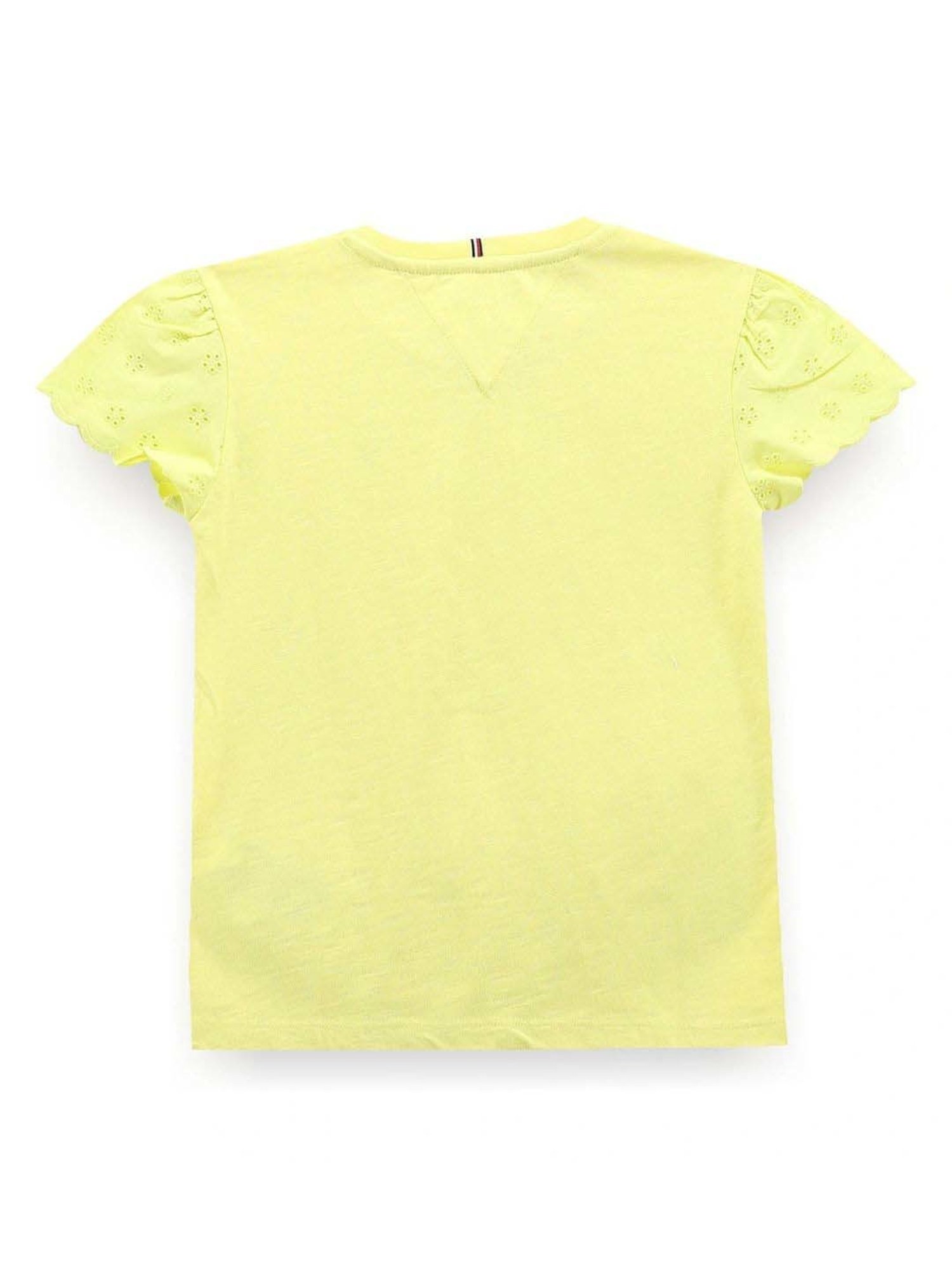 Tommy Hilfiger Girls Yellow Solid Regular Fit T-Shirt