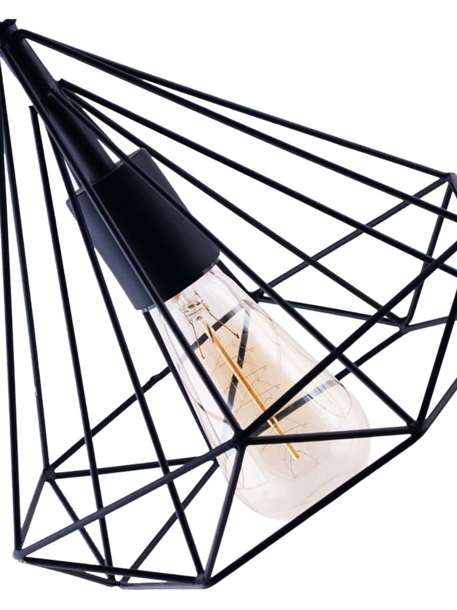 Homesake Edison Filament Black & Transparent Metal Diamond-Caged Ceiling Lamp (Bulb not included)