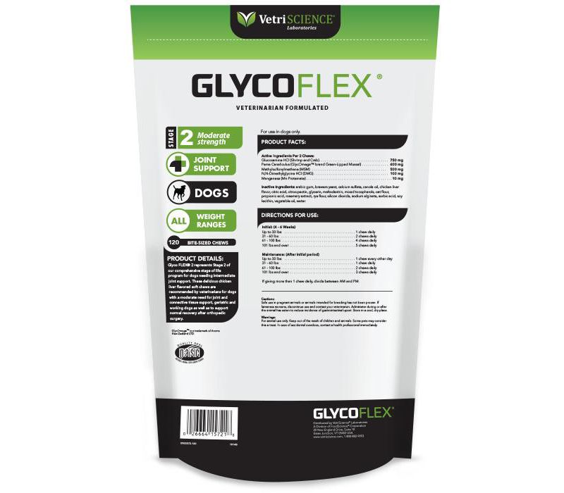 Vetriscience Laboratories GlycoFlex Stage II Joint Support Dog Chews, 120 ct